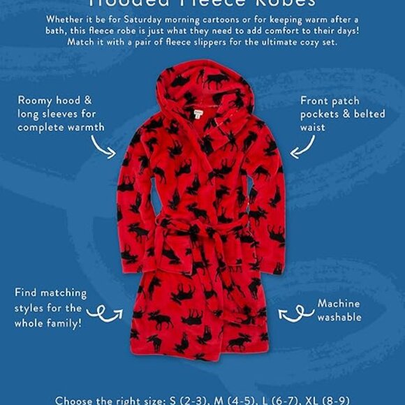 Hatley Moose Adult Fleece Robe - Picture 6 of 6